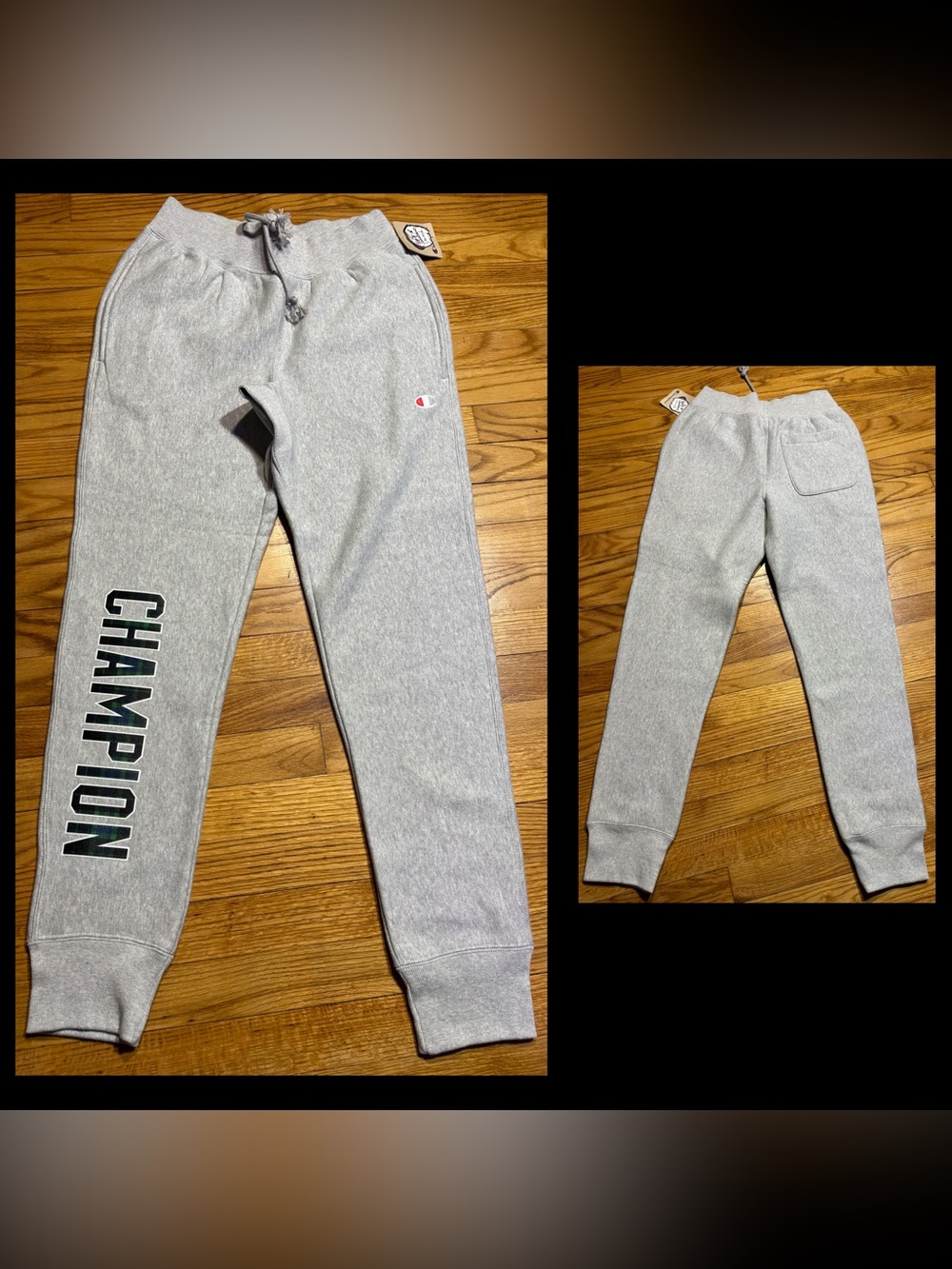 Vintage Champion Reverse Weave logo Joggers w Drawstring Men’s Sz Gray New!